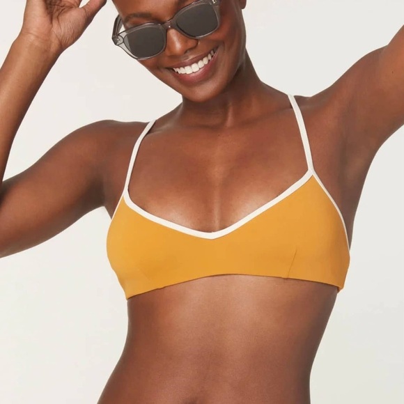 NWT Andie The Bells Bikini Top In Topaz Yellow, Size Large - Picture 1 of 11